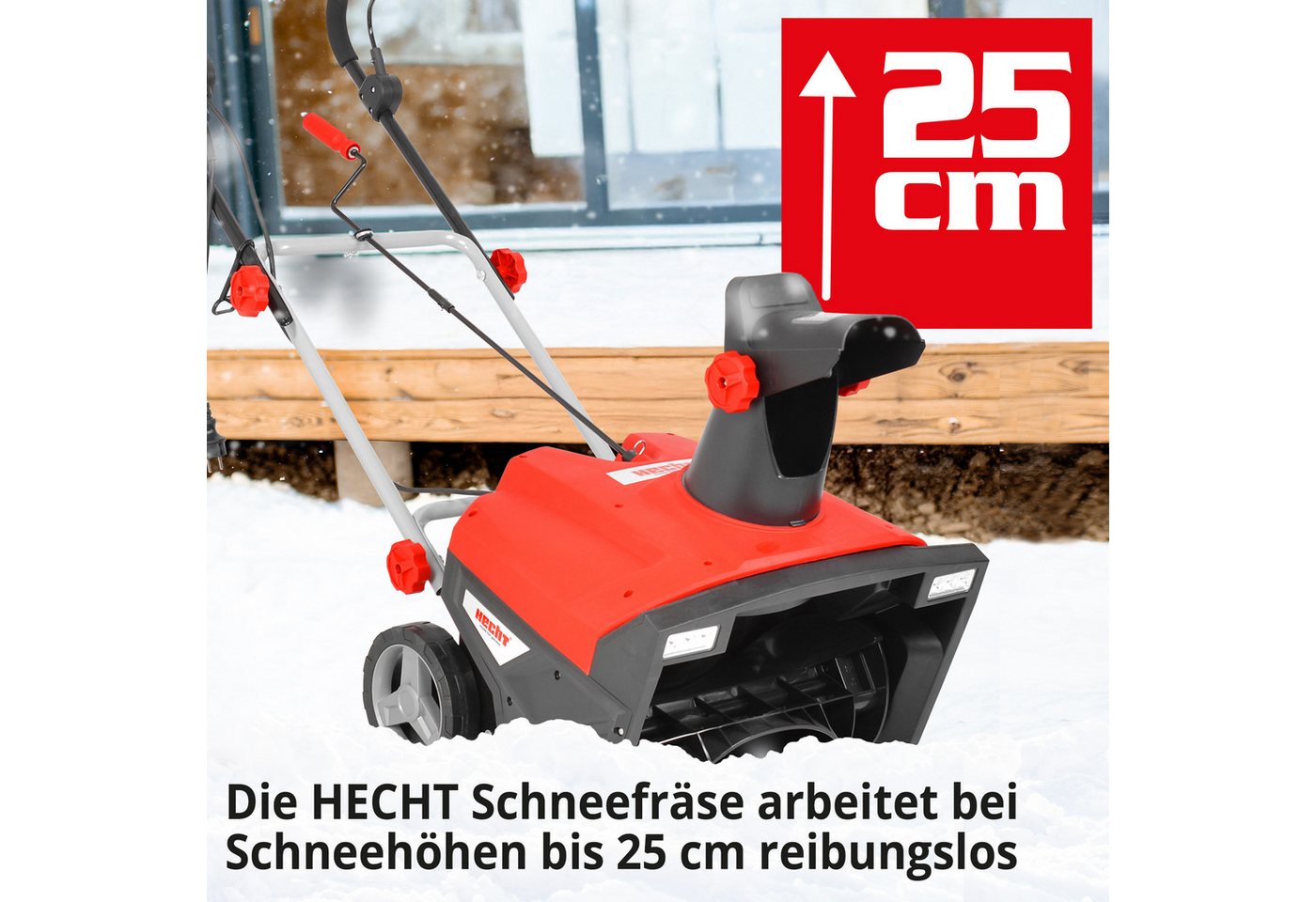 Hecht Elektro-Schneefräse 9235 2300 W einstufig, LED-Beleuchtung, 9 m Wurfweite, 50 cm Arbeitsbreite, Schneeschleuder für Einfahrt, Gehweg & Hof, IP X4 – Bild 4 von 5