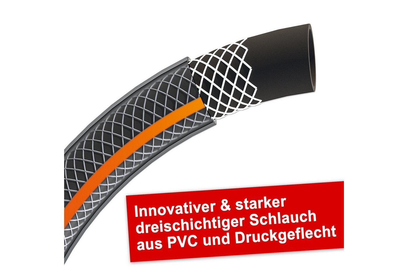Hecht Gartenschlauch 13 mm (1/2) Schlauch, 30 Meter, UV-Beständig, 30 bar, (2 St), mit Gartenbruase, Adapter Set, Schlauchset mit Anschlüssen – Bild 2 von 5