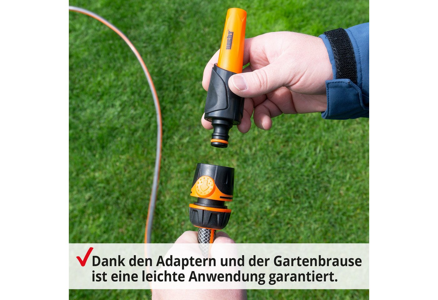 Hecht Gartenschlauch 13 mm (1/2) Schlauch, 30 Meter, UV-Beständig, 30 bar, (2 St), mit Gartenbruase, Adapter Set, Schlauchset mit Anschlüssen – Bild 4 von 5