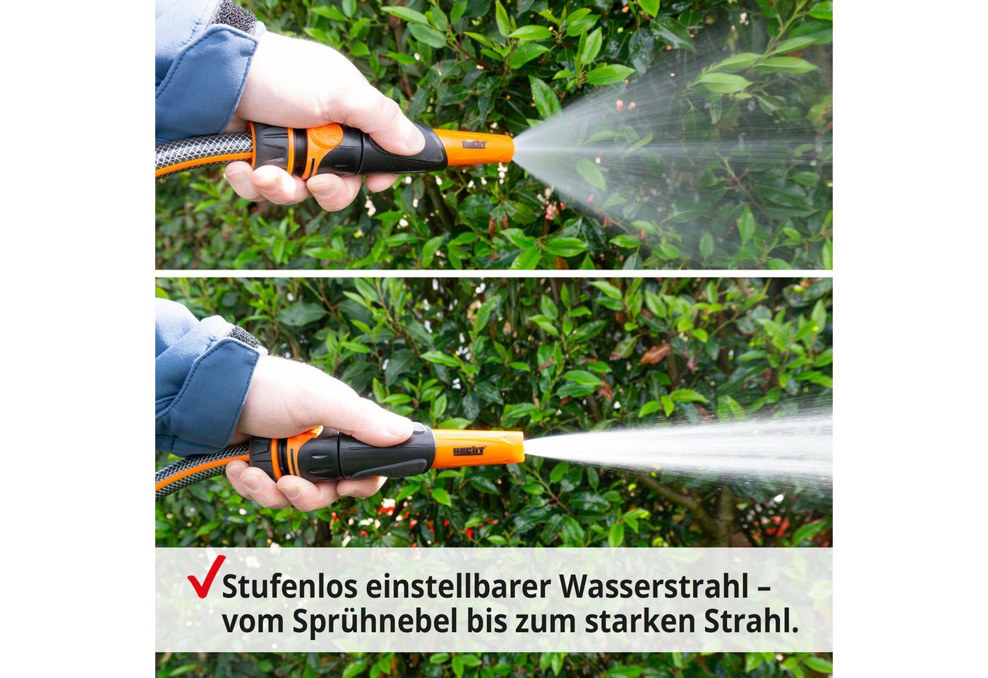 Hecht Gartenschlauch 13 mm (1/2) Schlauch, 30 Meter, UV-Beständig, 30 bar, (2 St), mit Gartenbruase, Adapter Set, Schlauchset mit Anschlüssen – Bild 5 von 5