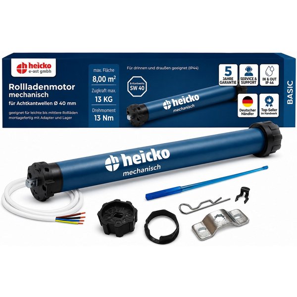 heicko e-ast GmbH Rollladenmotor heicko 10-50Nm Rollladenmotor Rohrmotor SW40-60 Rolladenantrieb basic, (Packung)