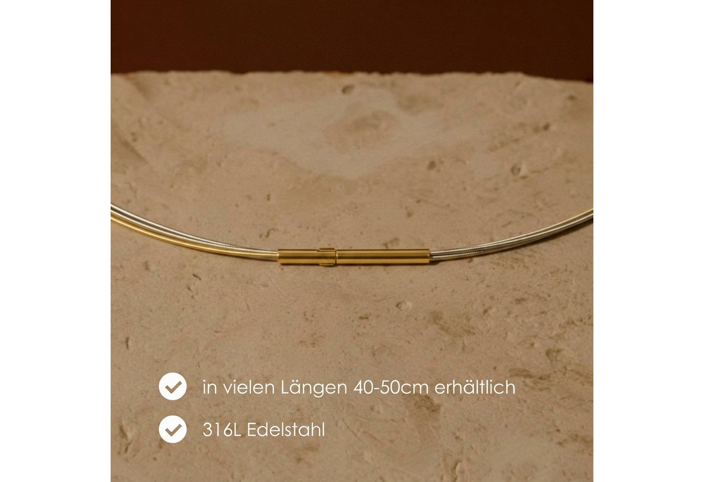 Heideman Collier Linea 5 bicolor (keine Angabe, inkl. Geschenkverpackung), Edelstahlkette – Bild 5 von 5