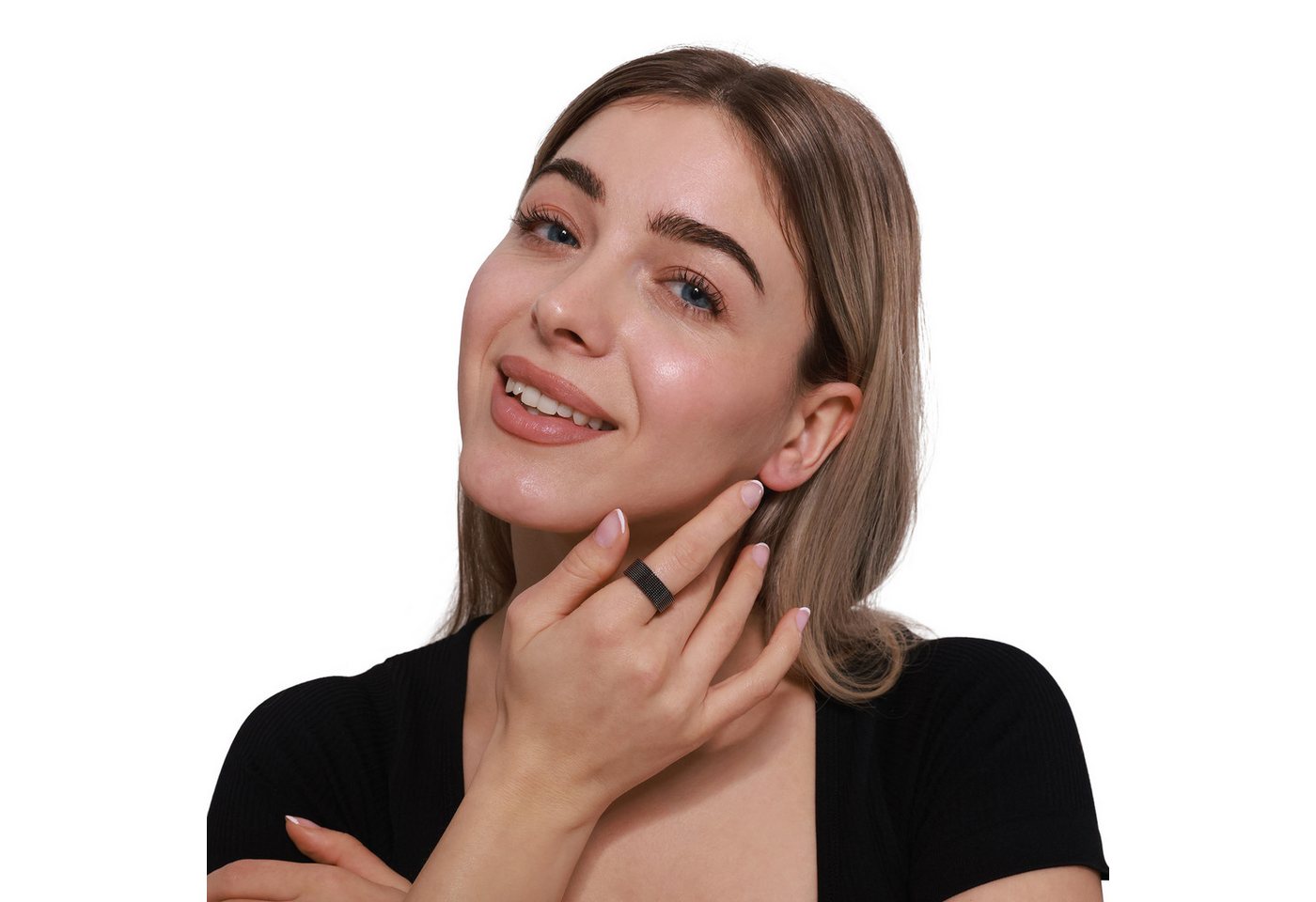 Heideman Fingerring Alexa schwarz farben (Ring, 1-tlg., inkl. Geschenkverpackung), flexibler Ring für Frauen – Bild 2 von 5