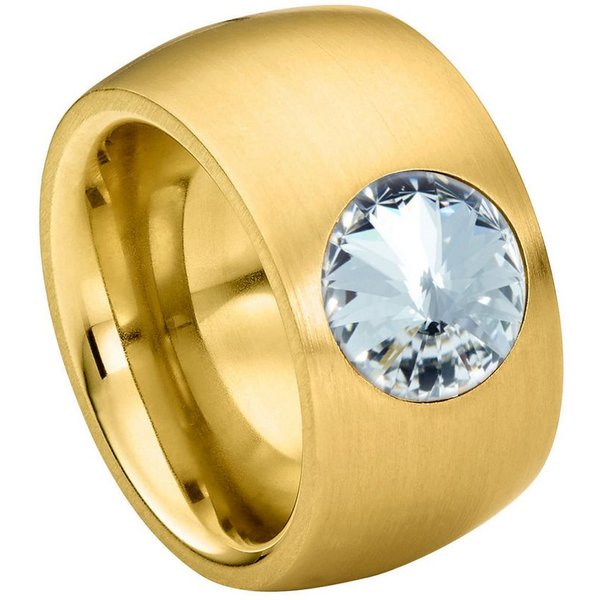 Heideman Fingerring Coma 14 goldfarben (Ring, 1-tlg., inkl. Geschenkverpackung), Damenring mit Stein weiss oder farbig