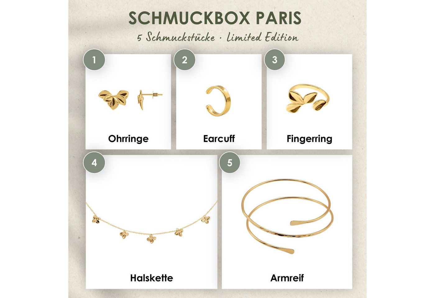 Heideman Schmuck-Adventskalender Summerbox Paris silberfarben, Schmuckset mehrteilig Schmuck für Frauen - 5 Schmuckstücke – Bild 2 von 5