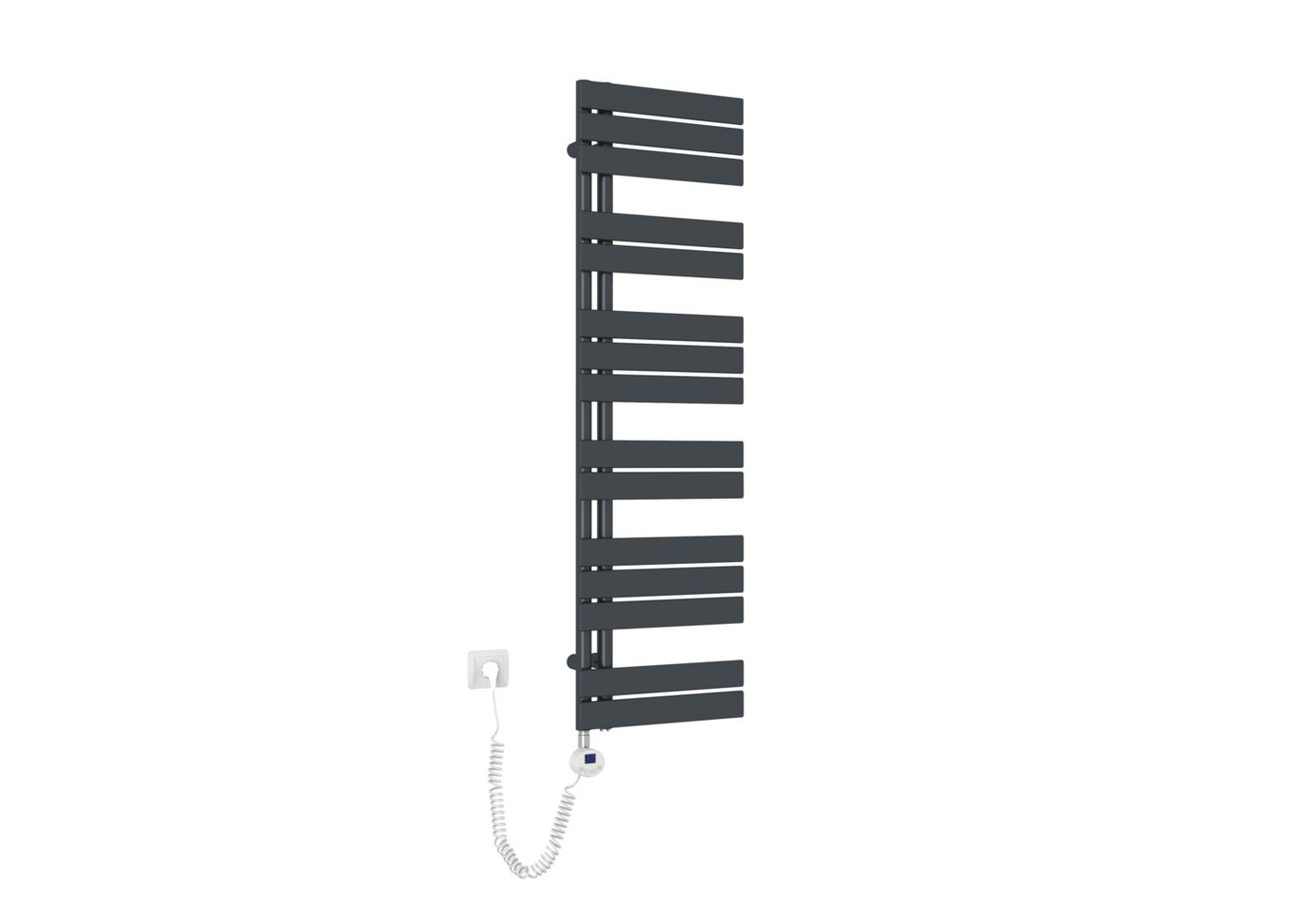 Heilmetz Elektrischer Badheizkörper 138,5 x 40 cm, 600W, mit WLAN Heizstab, Asymmetrisch Design, Anthrazit Handtuchwärmer mit Smart App/Sprachsteuerung – Bild 2 von 5