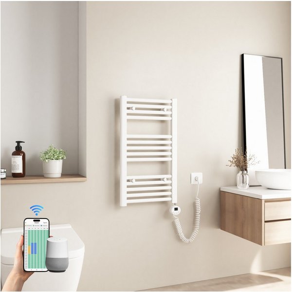 Heilmetz Elektrischer Badheizkörper mit Smart WLAN Thermostat Heizstab, 250W, Intelligente App/Sprachsteuerung, Weiß, Geeignet für 3 m²