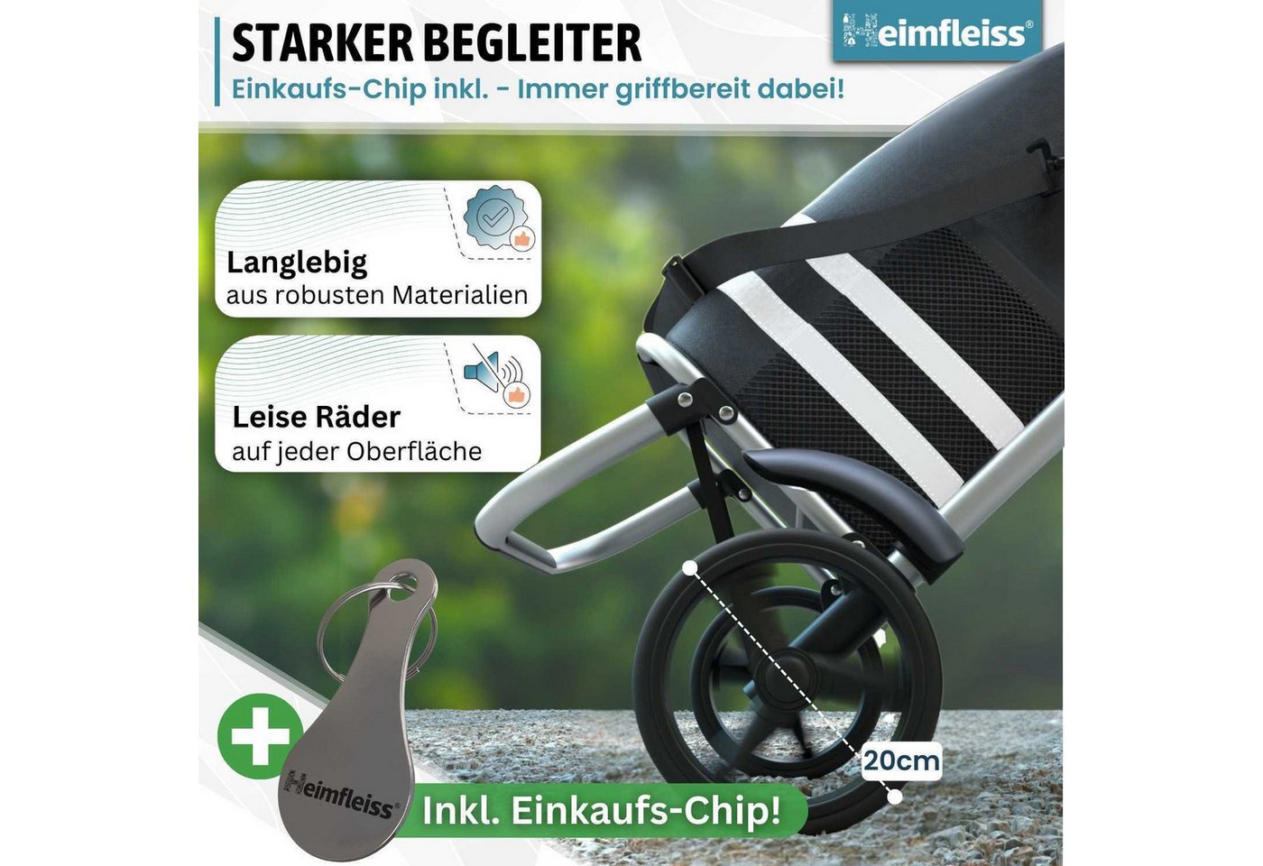 Heimfleiss® Einkaufstrolley Einkaufswagen klappbar Hackenporsche Kühlfach, 56 l, wasserdichte Tasche nur 2,5 kg – Bild 5 von 5