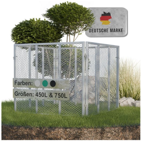 Heimfleiss® Komposter Metall verzinkt Garten Stecksystem, BxTxH: 80x80x70 cm, 450 l, 450 L 80x80x70 cm