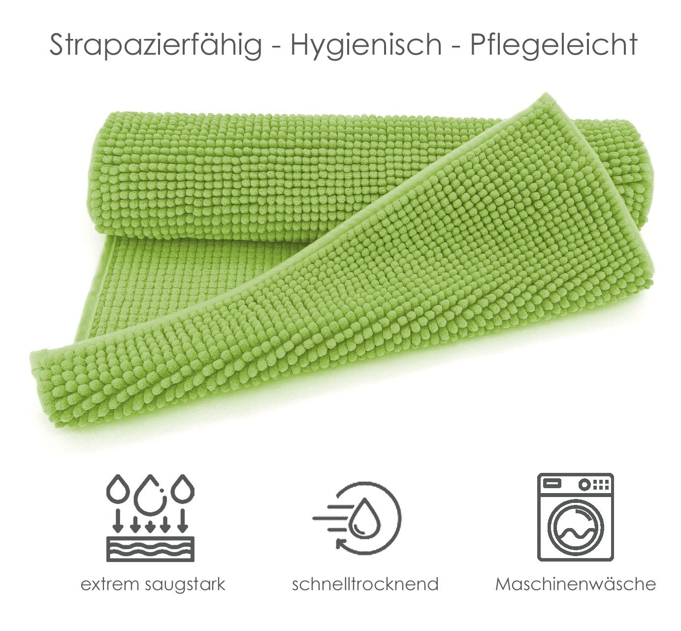heimtexland Badematte Badvorleger Chenille Badteppich Duschvorleger, rutschhemmend beschichtet, umlaufendes Gummiband, schnell trocknend, strapazierfähig, rutsc – Bild 4 von 5