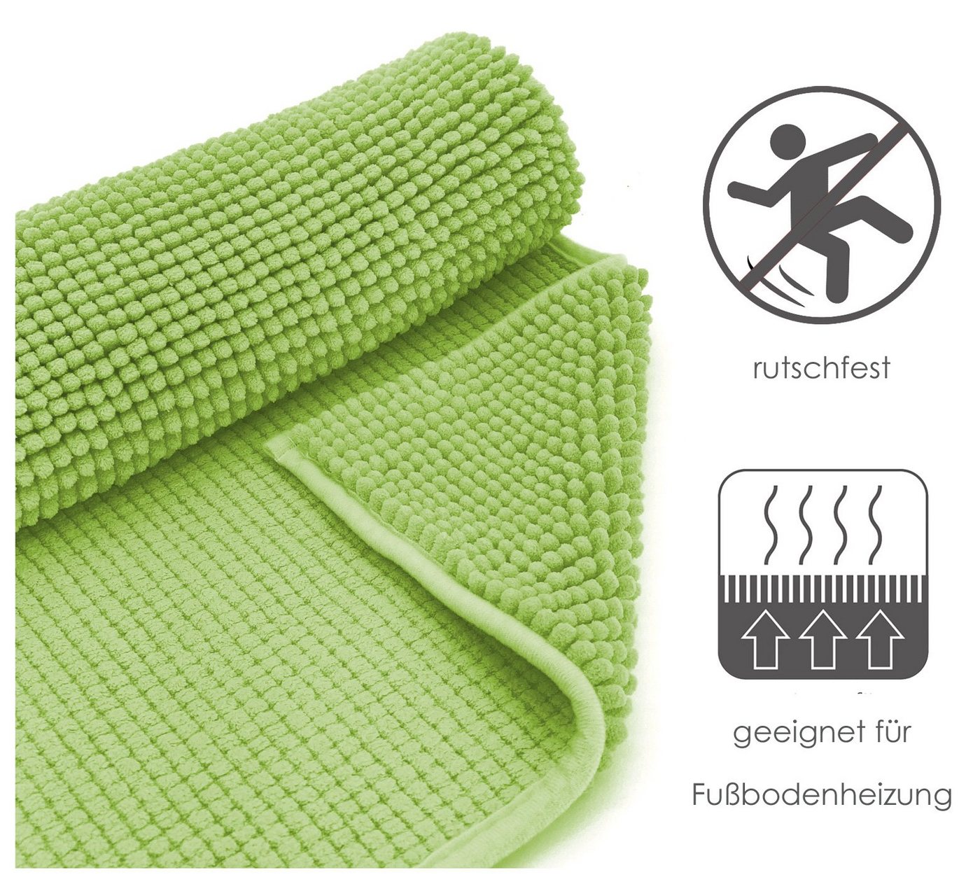 heimtexland Badematte Badvorleger Chenille Badteppich Duschvorleger, rutschhemmend beschichtet, Fußbodenheizung geeignet, schnell trocknend, strapazierfähig, fu – Bild 5 von 5
