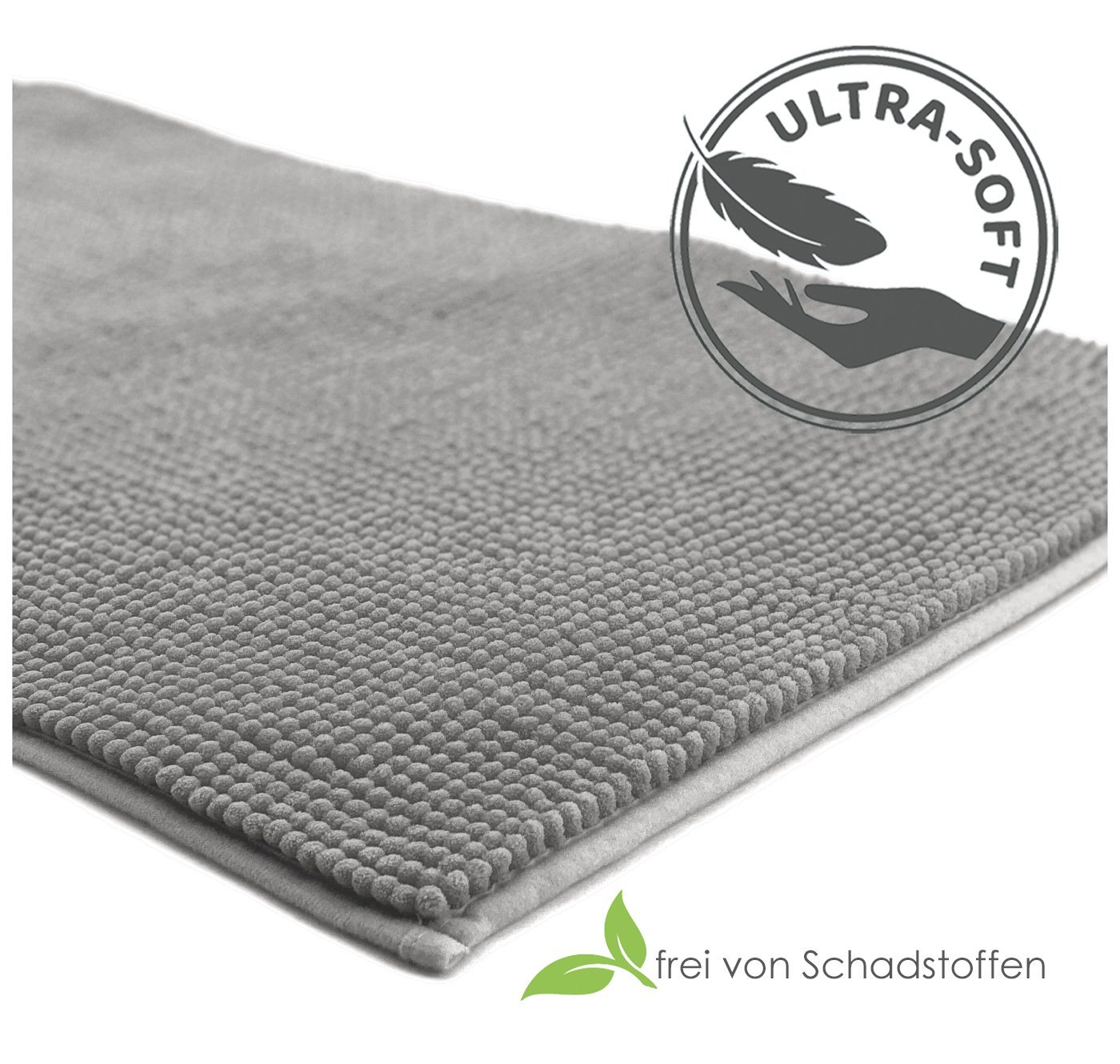 heimtexland Badematte Badvorleger Chenille Badteppich Duschvorleger, rutschhemmend beschichtet, Fußbodenheizung geeignet, schnell trocknend, strapazierfähig, fu – Bild 4 von 5