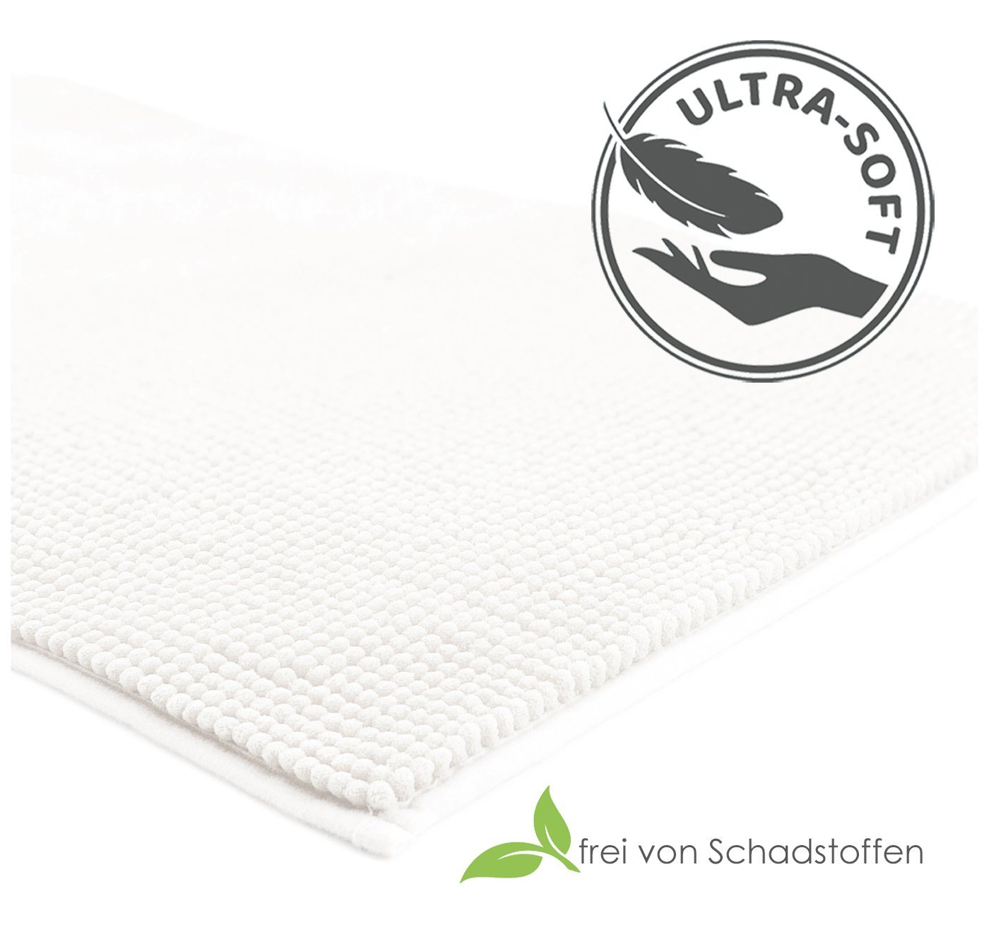 heimtexland Badematte Badvorleger Chenille Badteppich Duschvorleger, rutschhemmend beschichtet, Fußbodenheizung geeignet, schnell trocknend, strapazierfähig, fu – Bild 4 von 5