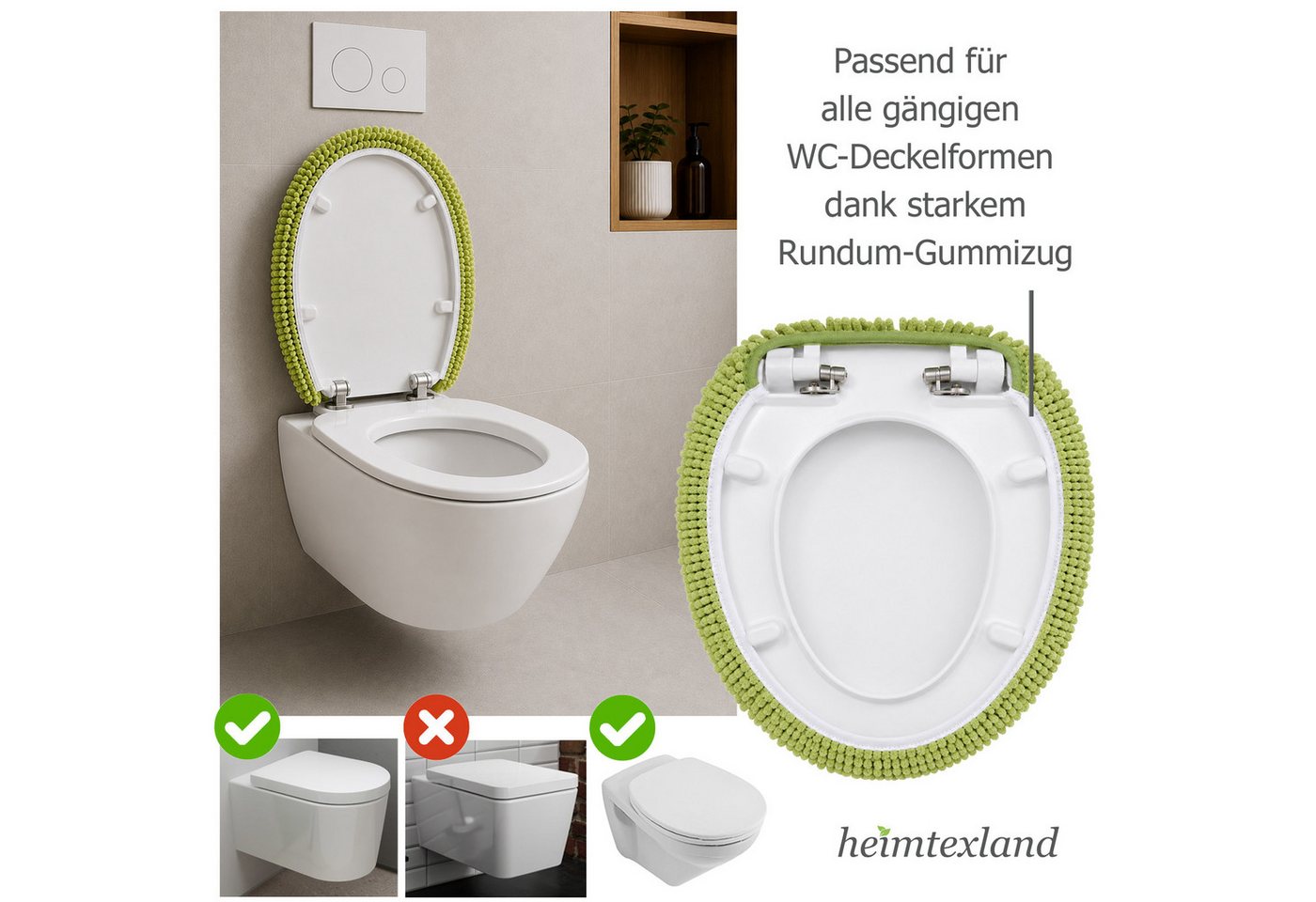 heimtexland Badematte Badvorleger Chenille Badteppich Duschvorleger, rutschhemmend beschichtet, umlaufendes Gummiband, schnell trocknend, strapazierfähig, rutsc – Bild 3 von 5
