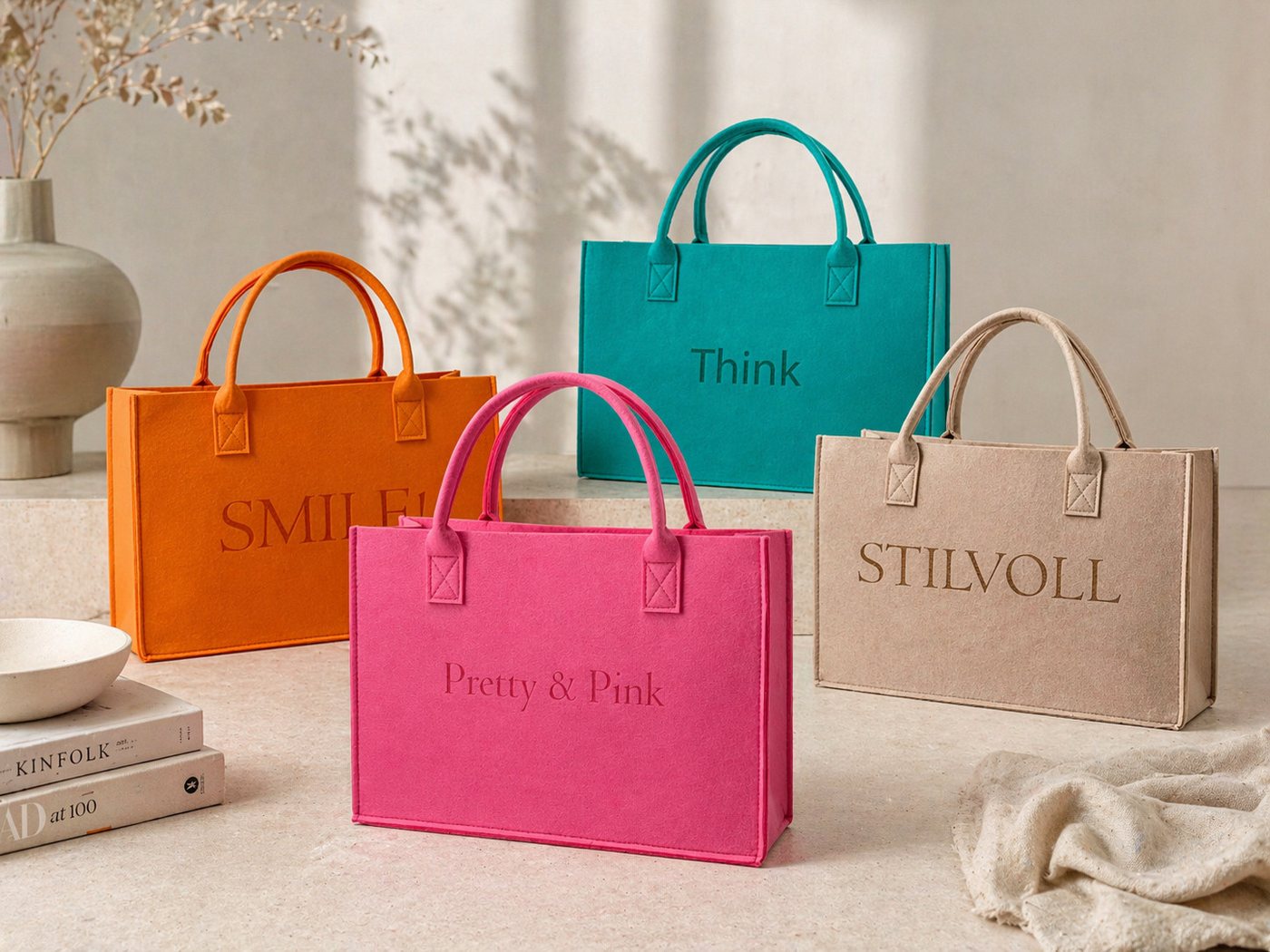 heimtexland Einkaufsshopper Universal Filztasche Einkaufstasche Filz Shopper, 24 l, Henkel Tragetasche - strapazierfähig langlebig nachhaltig – Bild 4 von 4