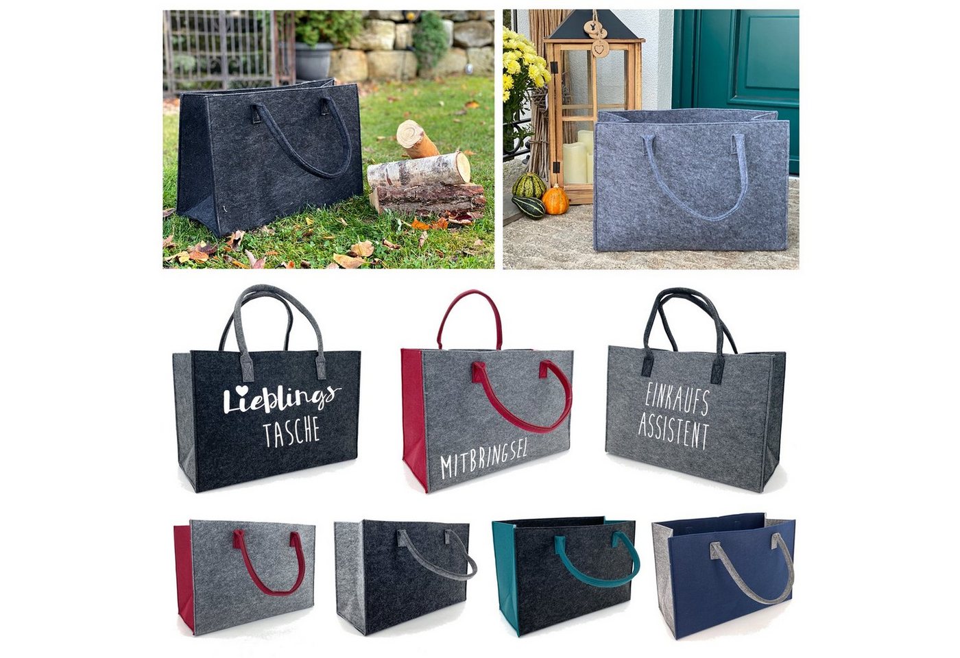 heimtexland Einkaufsshopper Universal Filztasche Einkaufstasche Filz Shopper, 24 l, Henkel Tragetasche - strapazierfähig langlebig nachhaltig – Bild 4 von 5