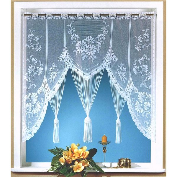 heimtexland Scheibengardine Raffiniertes Fensterbild M-Bogen Jacquard Gardine (1 St), Stangendurchzug, transparent, Jacquard, Fensterdekoration Fadengardine mit