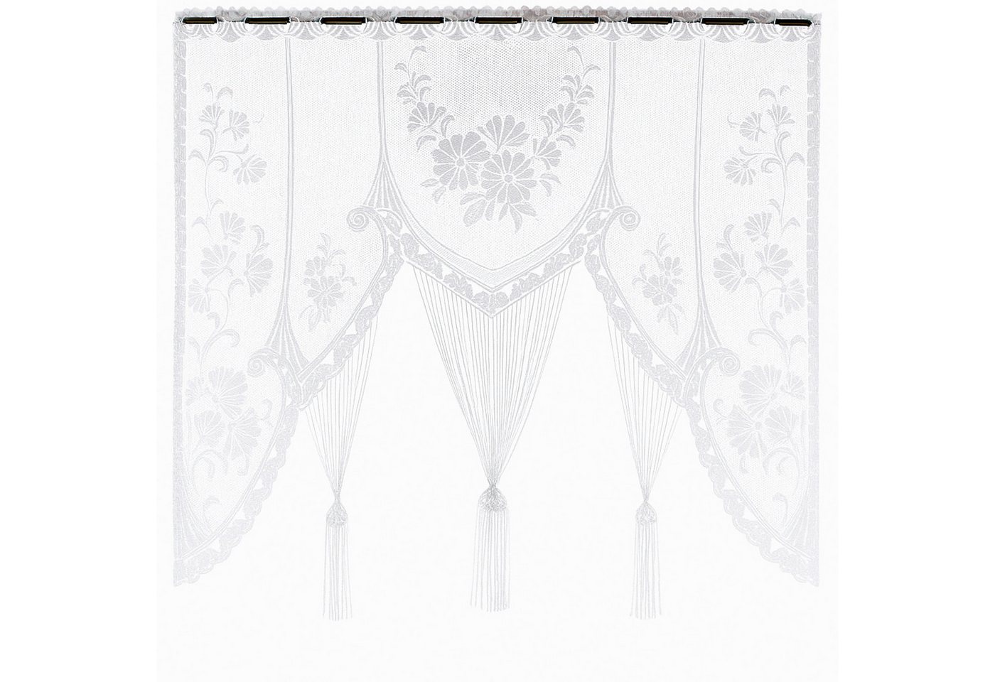 heimtexland Scheibengardine Raffiniertes Fensterbild M-Bogen Jacquard Gardine (1 St), Stangendurchzug, transparent, Jacquard, Fensterdekoration Fadengardine mit – Bild 2 von 5