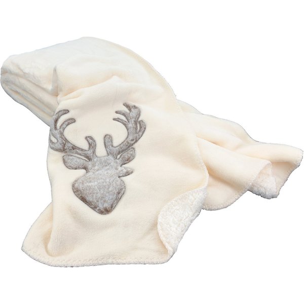Wohndecke Kuscheldecke Hirsch Fell-Imitat Sofadecke Landhaus, heimtexland, 150x200 I kuschelig weich I warm I flauschig I Chalet Design