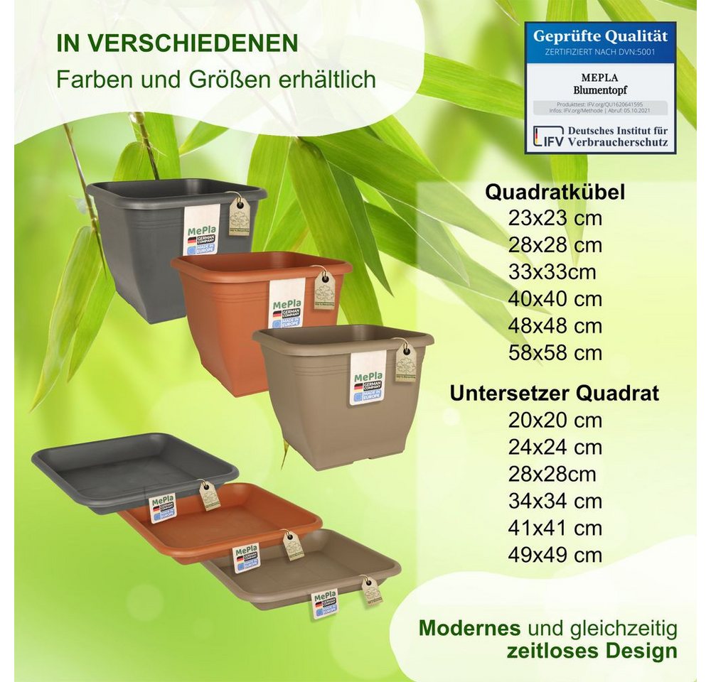Heimwerkercenter Blumentopf MePla Untersetzer Quadrat 20x20 cm, Taupe, aus wetterfesten Kunstoff – Bild 2 von 5