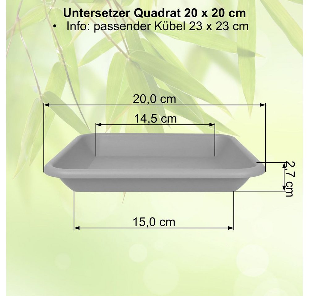 Heimwerkercenter Blumentopf MePla Untersetzer Quadrat 20x20 cm, Taupe, aus wetterfesten Kunstoff – Bild 3 von 5