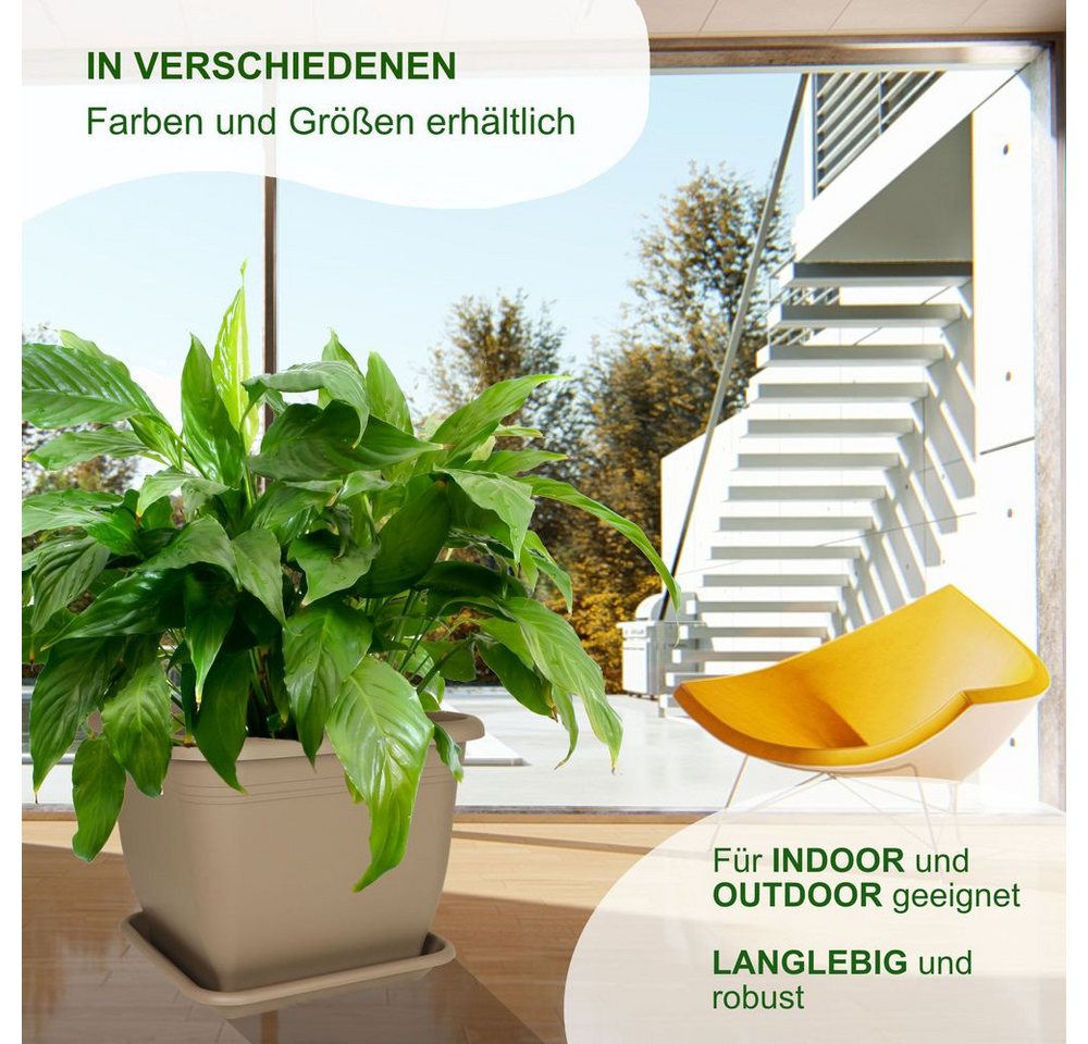 Heimwerkercenter Blumentopf MePla Untersetzer Quadrat 20x20 cm, Taupe, aus wetterfesten Kunstoff – Bild 5 von 5