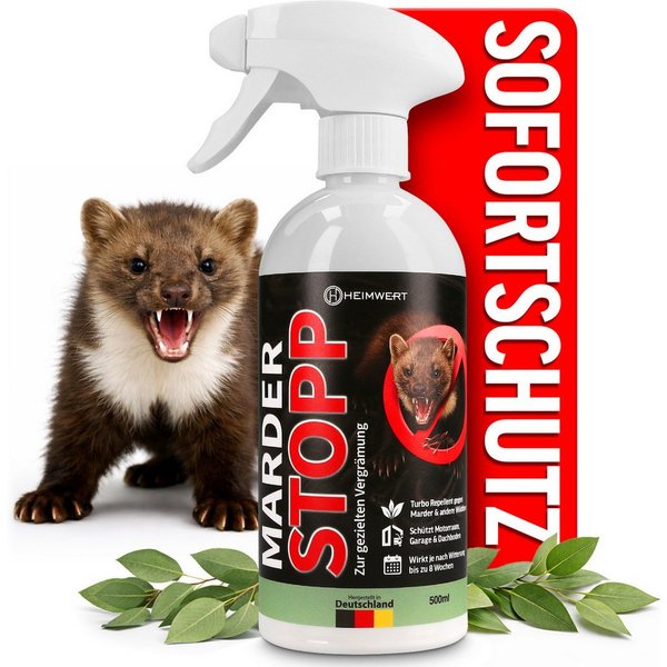 HEIMWERT Marderspray Marderspray Marder Stopp Spray, Wirkt sofort mit Langzeitformel- Hochwirksamer Marderschreck