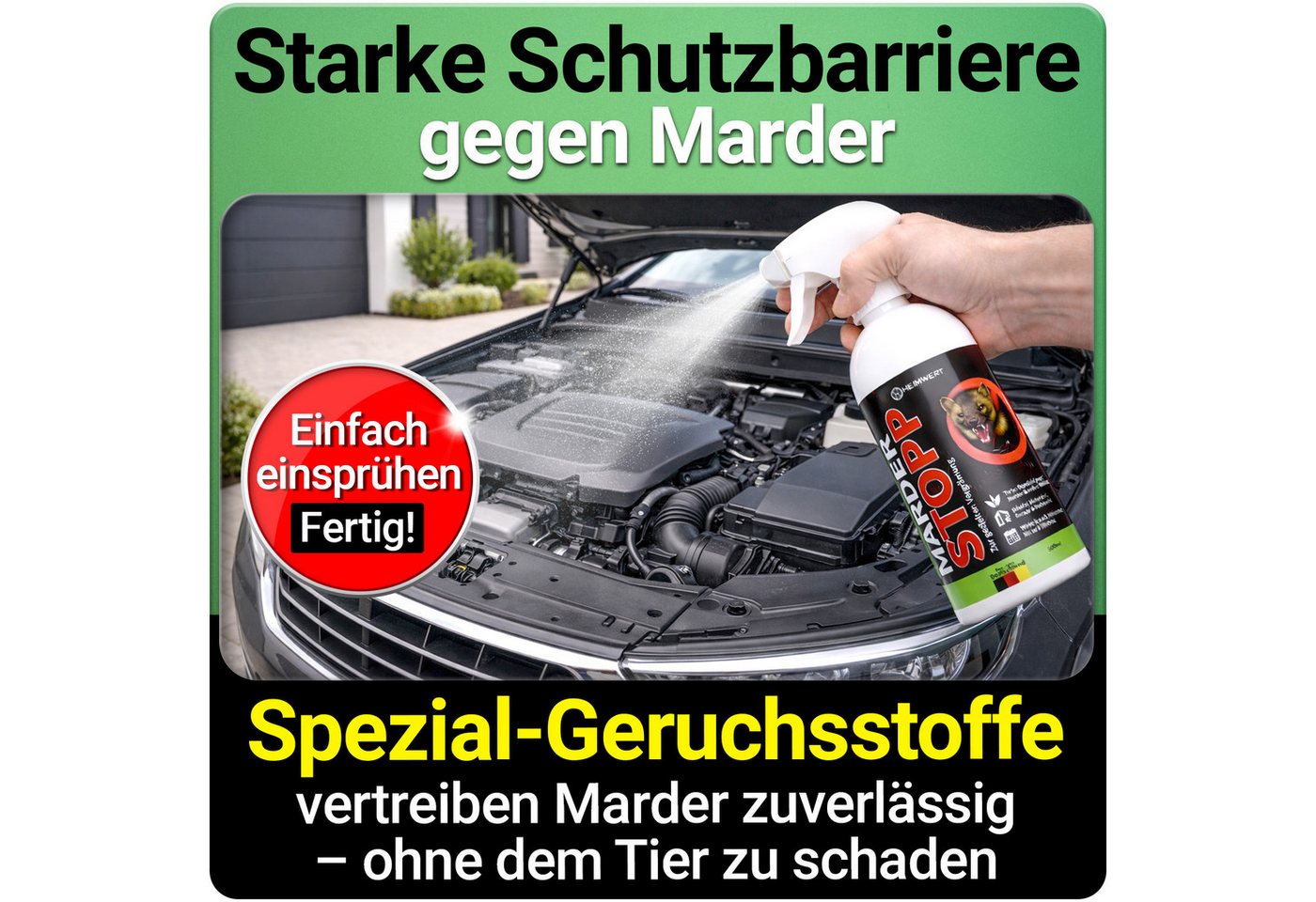 HEIMWERT Marderspray Marderspray Marder Stopp Spray, Wirkt sofort mit Langzeitformel- Hochwirksamer Marderschreck – Bild 4 von 5