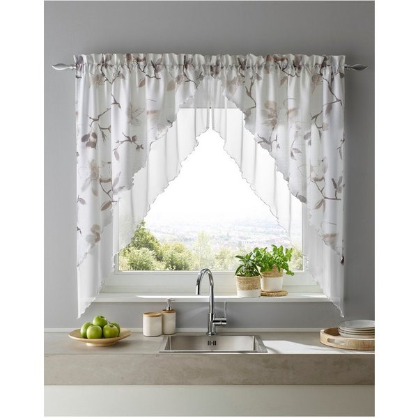 heine Gardine Gardine (2 St), Stangendurchzug, halbtransparent, Fensterbehang