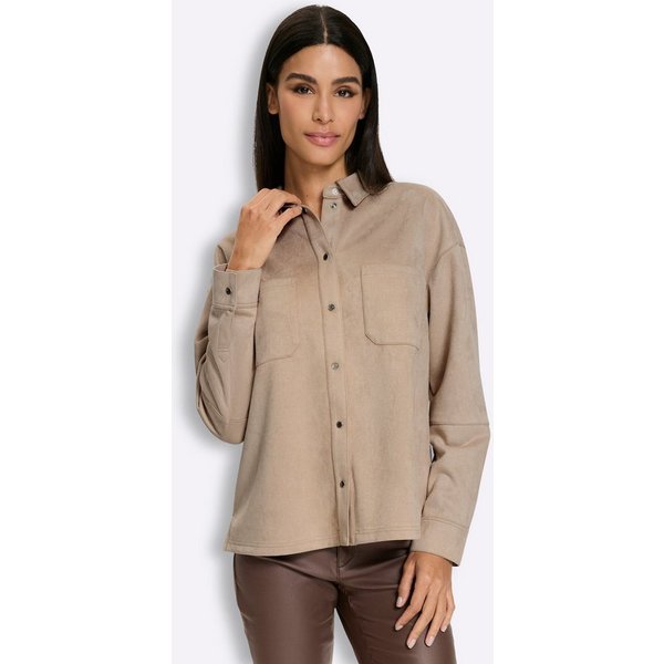 heine Klassische Bluse Lederimitat-Bluse Langarm