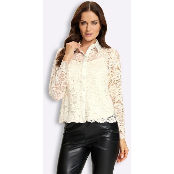 heine Klassische Bluse Spitzen-Bluse Langarm