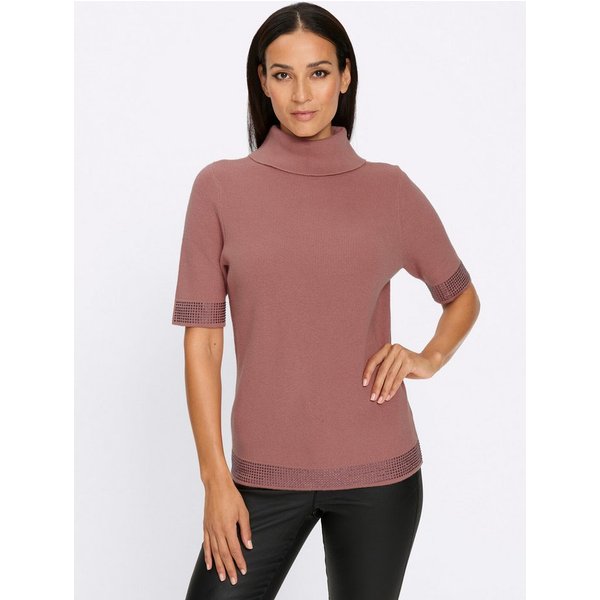 heine Strickpullover Rollkragenpullover Kurzarm Rippoptik