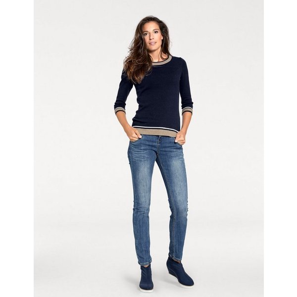 heine Strickpullover Rundhals-Pullover 3/4-Arm Feinstrick