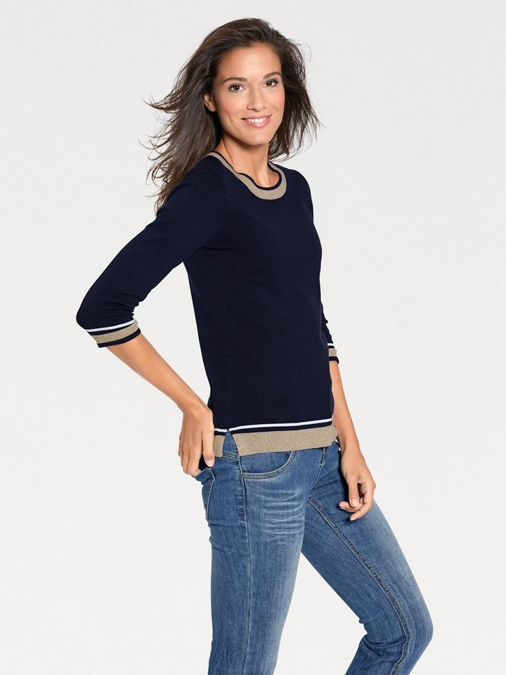 heine Strickpullover Rundhals-Pullover 3/4-Arm Feinstrick – Bild 2 von 5