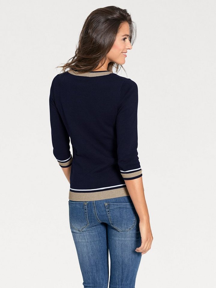heine Strickpullover Rundhals-Pullover 3/4-Arm Feinstrick – Bild 3 von 5