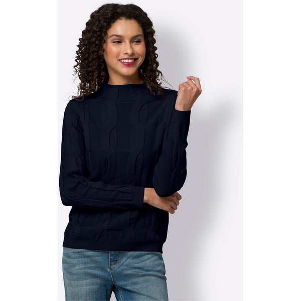 heine Strickpullover Stehkragen-Pullover Langarm Zopfmuster