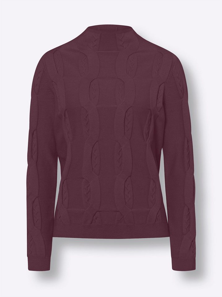heine Strickpullover Stehkragen-Pullover Langarm Zopfmuster – Bild 3 von 3