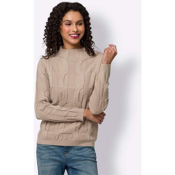 heine Strickpullover Stehkragen-Pullover Langarm Zopfmuster