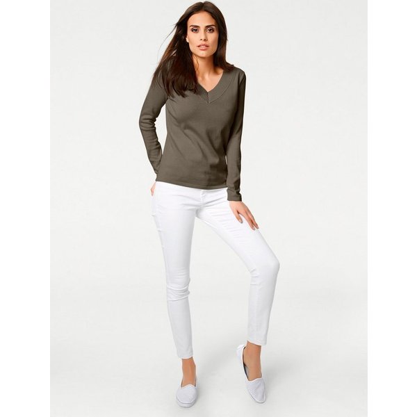 heine Strickpullover V-Pullover Langarm Feinstrick