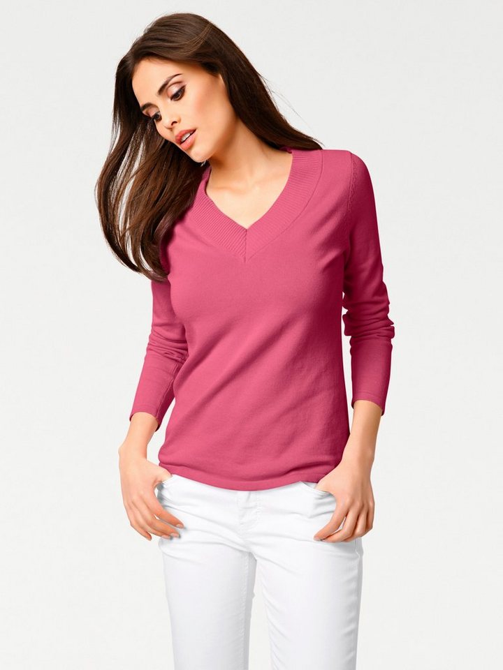 heine Strickpullover V-Pullover Langarm Feinstrick – Bild 2 von 5
