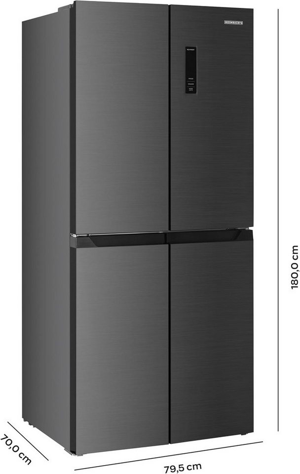 Heinrich´s Multi Door HSBS 3099 IX, 180 cm hoch, 79.5 cm breit, Side by Side Kühlschrank 271 L Kühl-, 150 L Gefriervolumen – Bild 4 von 5