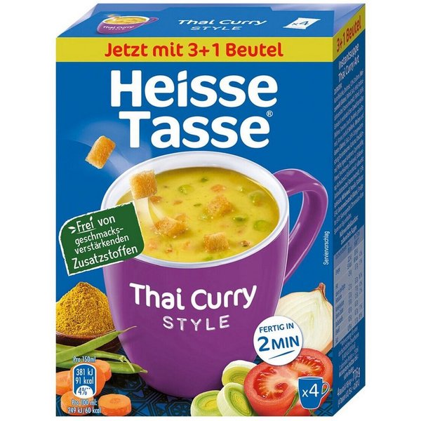 Heisse Tasse Fertiggericht Thai Curry Style, 4 Beutel