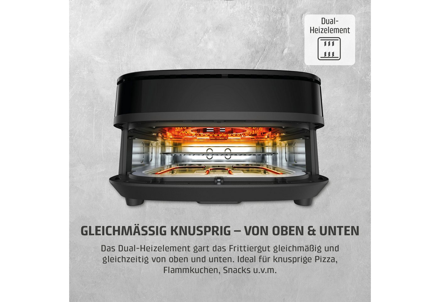Caso Heißluftfritteuse CASO 3191 Design Heissluftfritteuse AirFry & PizzaChef, 2850 W, Frittieren, Backen, Aufwärmen, Rösten oder Dörren. – Bild 4 von 5