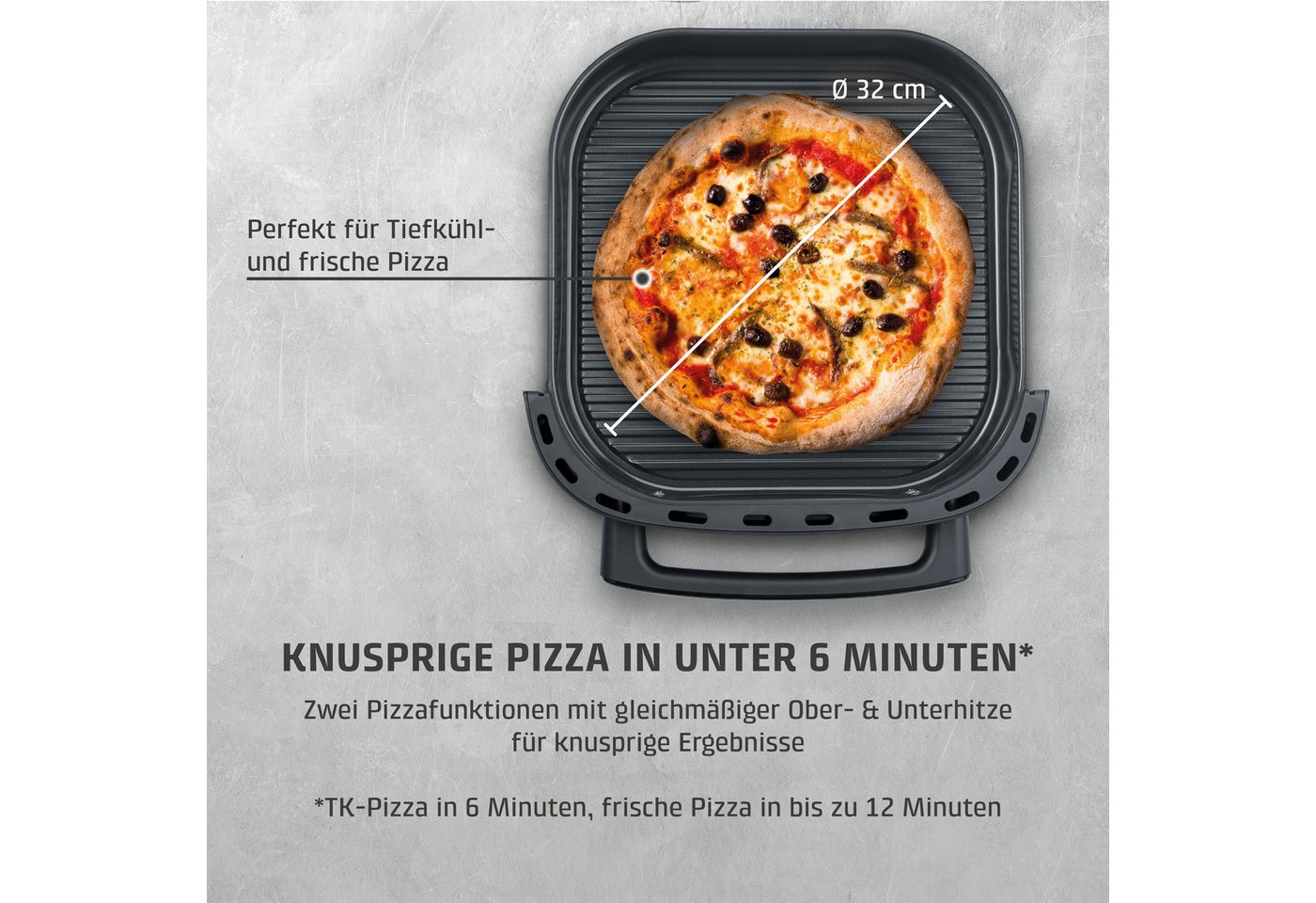 Caso Heißluftfritteuse CASO 3191 Design Heissluftfritteuse AirFry & PizzaChef, 2850 W, Frittieren, Backen, Aufwärmen, Rösten oder Dörren. – Bild 5 von 5