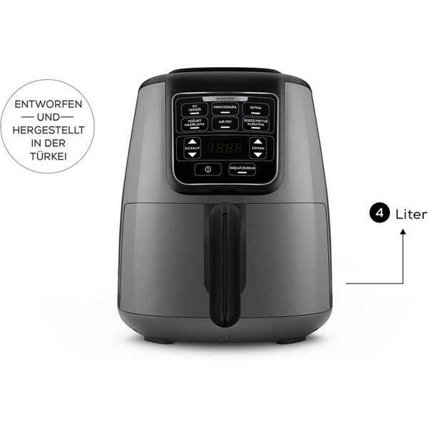 Karaca Heißluftfritteuse Karaca Air Cook XL 2 in 1 Airfryer Heißluftfritteuse Fritteuse 4L, 1550W