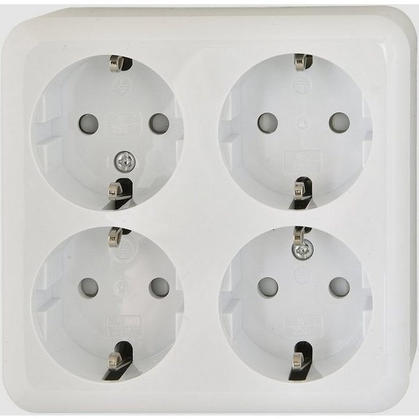 HEITECH Steckdose Schutzkontakt-Steckdose AP 4-fach Kontaktschutzbuchse AC 250 V / 16 A