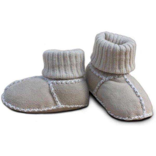Heitmann Felle Heitmann Babylammfellpuschen mit Strickbündchen sand Krabbelschuh