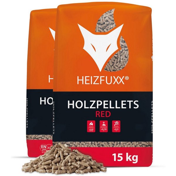 HEIZFUXX Holzpellets Red ENplus A1 Holzpellets Hartholz, 30 kg, (Paket, 2-St)