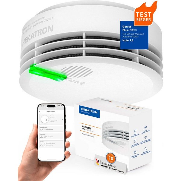 Hekatron Hekatron Genius Plus Rauchmelder (Q-Label, VdS-zertifiziert, 85 dB(A), Klebepad oder Bohrmontage)