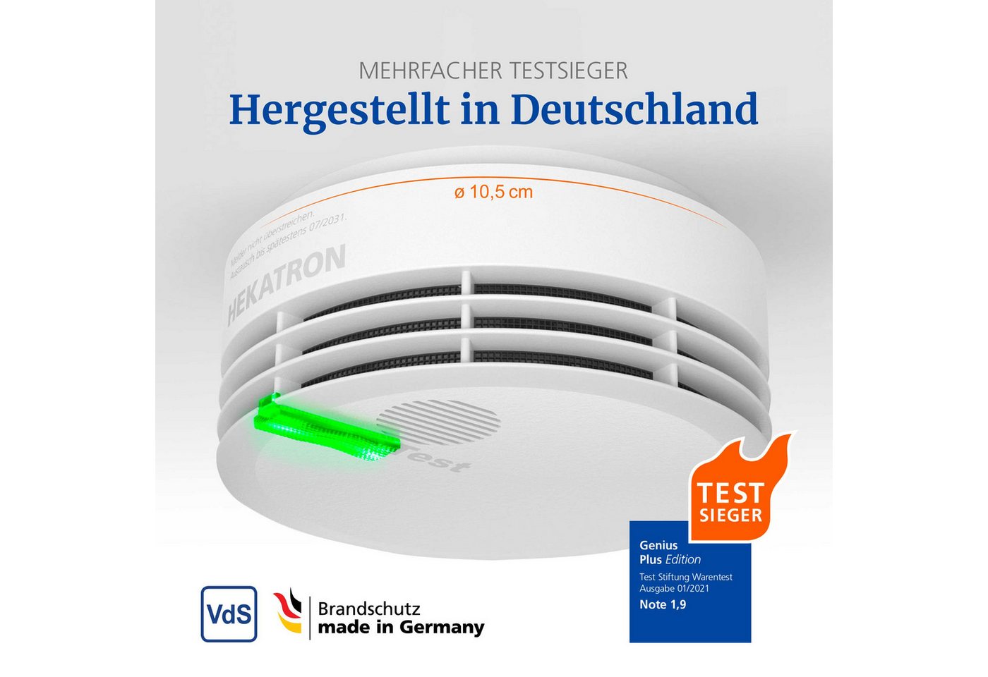 Hekatron Hekatron Genius Plus Rauchmelder (Q-Label, VdS-zertifiziert, 85 dB(A), Klebepad oder Bohrmontage) – Bild 3 von 5